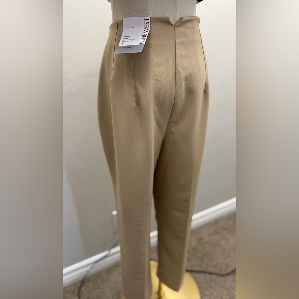 Nine West High Rise Tapered Pants Size 10 Beige NWT Work Office - Picture 6 of 12